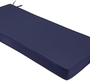 Navy Blue Outdoor Bench Cushion 42x18 Inch | Waterproof & Fade-Resistant | Non-Slip with Ties and Handles | Perfect for