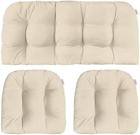 RSH DECOR Sunbrella Outdoor Tufted Loveseat Set for Patio - 3 Piece with Cushion Comfort, Durable Performance Fabric, U-