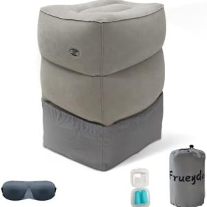 Inflatable Foot Rest Pillow for Under Desk at Work - Adjustable Travel Leg Rest for Long Airplane Flights - Outdoor Foot