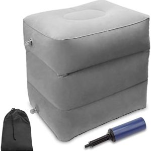 AHIER Inflatable Travel Foot Rest Pillow - Comfortable Leg Rest for Airplanes, Cars, Trains & Offices - Ideal for Kids o