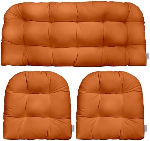 RSH DECOR Sunbrella Outdoor Tufted Loveseat Set for Patio - 3 Piece with Cushion Comfort, Durable Performance Fabric, U-