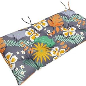 Floral Bench Cushion Waterproof | Non-Slip Outdoor/Indoor Loveseat Pad | Thick Cushions for Wicker Settee | 40x20" Garde