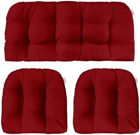 RSH DECOR Sunbrella Outdoor Tufted Loveseat Set for Patio - 3 Piece with Cushion Comfort, Durable Performance Fabric, U-