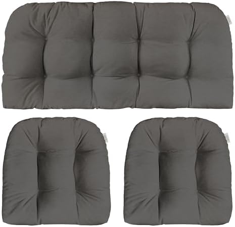 RSH DECOR Sunbrella Outdoor Tufted Loveseat Set for Patio - 3 Piece with Cushion Comfort, Durable Performance Fabric, U-