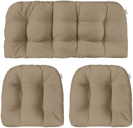 RSH DECOR Sunbrella Outdoor Tufted Loveseat Set for Patio - 3 Piece with Cushion Comfort, Durable Performance Fabric, U-