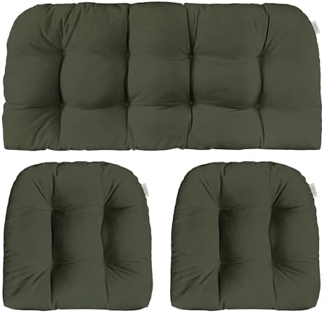 RSH DECOR Sunbrella Outdoor Tufted Loveseat Set for Patio - 3 Piece with Cushion Comfort, Durable Performance Fabric, U-