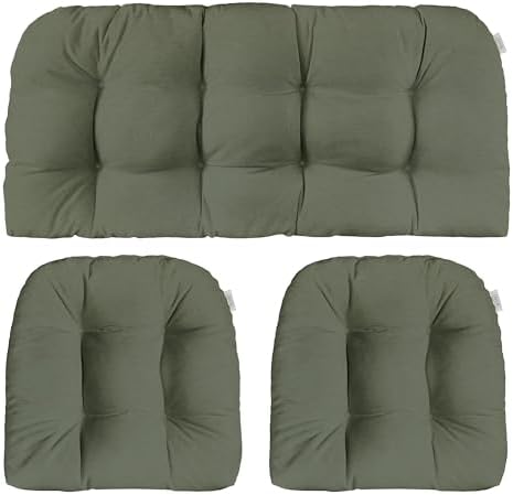 RSH DECOR Sunbrella Outdoor Tufted Loveseat Set for Patio - 3 Piece with Cushion Comfort, Durable Performance Fabric, U-