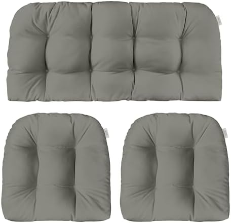 RSH DECOR Sunbrella Outdoor Tufted Loveseat Set for Patio - 3 Piece with Cushion Comfort, Durable Performance Fabric, U-