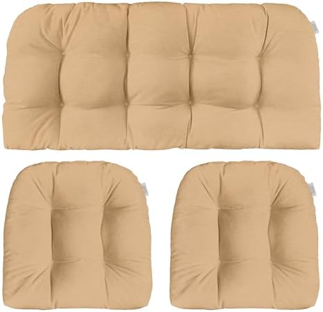 RSH DECOR Sunbrella Outdoor Tufted Loveseat Set for Patio - 3 Piece with Cushion Comfort, Durable Performance Fabric, U-