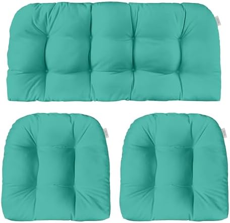 RSH DECOR Sunbrella Outdoor Tufted Loveseat Set for Patio - 3 Piece with Cushion Comfort, Durable Performance Fabric, U-