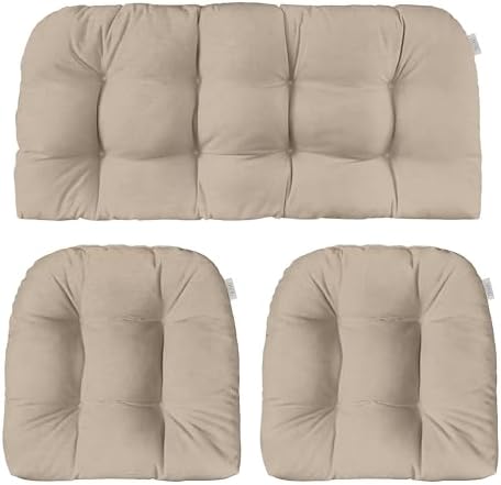 RSH DECOR Sunbrella Outdoor Tufted Loveseat Set for Patio - 3 Piece with Cushion Comfort, Durable Performance Fabric, U-