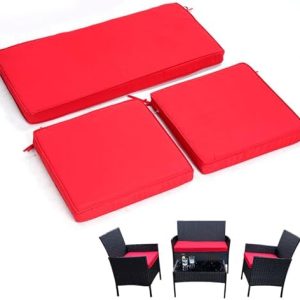 3-Pack Outdoor Patio Furniture Cushions - Waterproof Fade-Resistant High-Elastic Sponge Set for 4-Piece Wicker Sofa & Lo