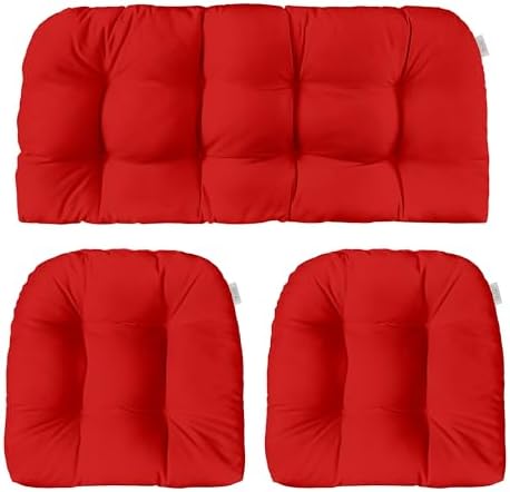 RSH DECOR Sunbrella Outdoor Tufted Loveseat Set for Patio - 3 Piece with Cushion Comfort, Durable Performance Fabric, U-