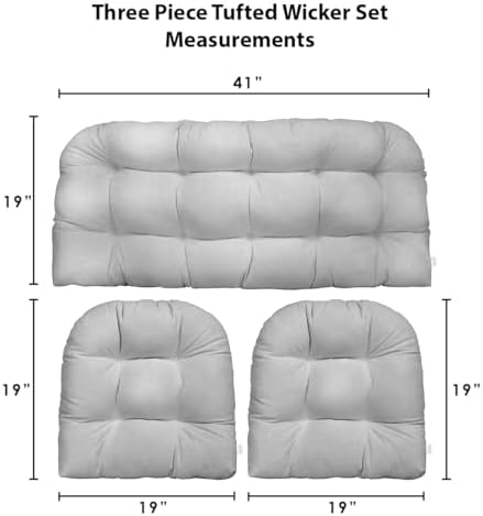 RSH DECOR Sunbrella Outdoor Tufted Loveseat Set for Patio - 3 Piece with Cushion Comfort, Durable Performance Fabric, U-