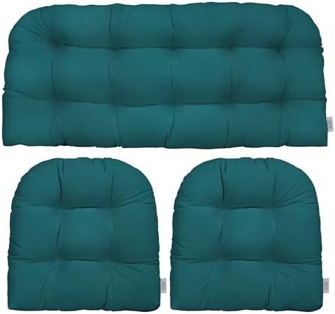 RSH DECOR Sunbrella Outdoor Tufted Loveseat Set for Patio - 3 Piece with Cushion Comfort, Durable Performance Fabric, U-