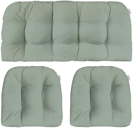 RSH DECOR Sunbrella Outdoor Tufted Loveseat Set for Patio - 3 Piece with Cushion Comfort, Durable Performance Fabric, U-