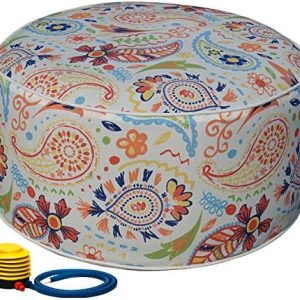 Kozyard Inflatable Ottoman Stool - Portable Round Pouf for Indoor/Outdoor Use - Ideal Foot Rest or Seating for Kids & Ad