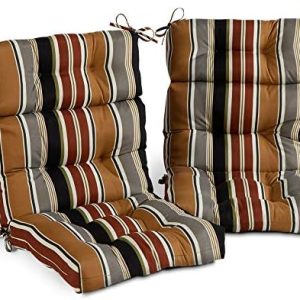 South Pine Porch Outdoor High-Back Chair Cushion, Brick Stripe, Comfortable & Durable, Perfect for Patios & Decks, 2 Cou