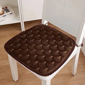 Washable Dining Chair Cushions 4 Pack | 18x20 Quilted Seat Pads with Ties | Non-Slip Brown Cushions for Kitchen Use