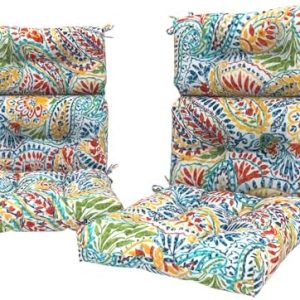 LVTXIII Outdoor High Back Cushions, 22" W x 20" D Tufted Chair Cushions with Ties, Fluffy Replacement Cushions for Patio