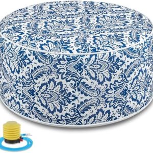 2 Pack Outdoor Inflatable Ottoman Waterproof Pouf with Handle - Portable Waterproof Footstool for Patio, Garden & Campin